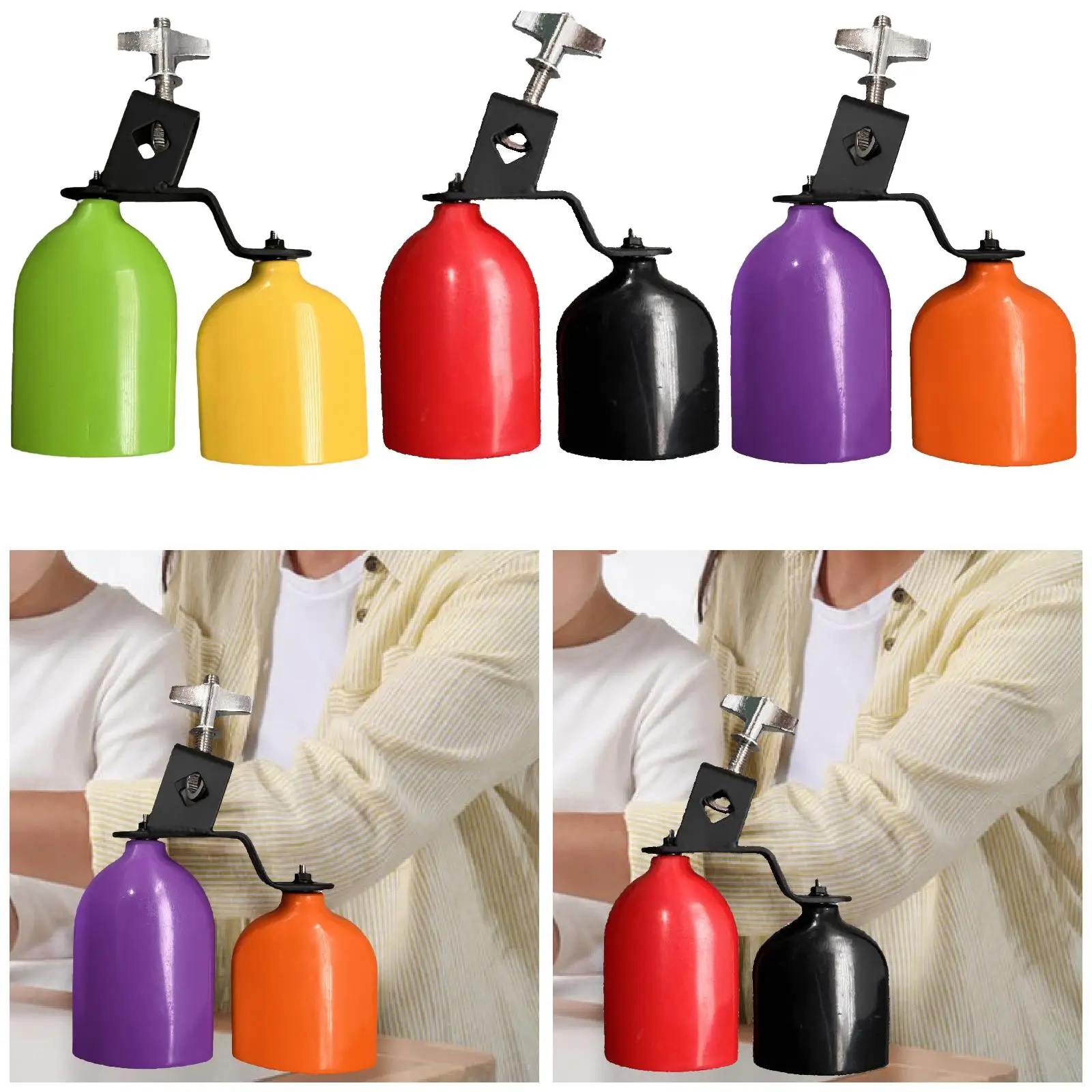 Two Color Cowbell Cheering Bell Music Toy Musical Hand Bells for Holiday Wedding Graduation Ceremonies Sporting Event Concert