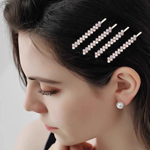 Imagen 2 del producto 2 unids/set de horquillas de cristal, pasadores de diamantes de imitación brillantes, Clip de pelo antideslizante para mujeres y niñas, sombrerería de fiesta de boda, herramientas de estilismo