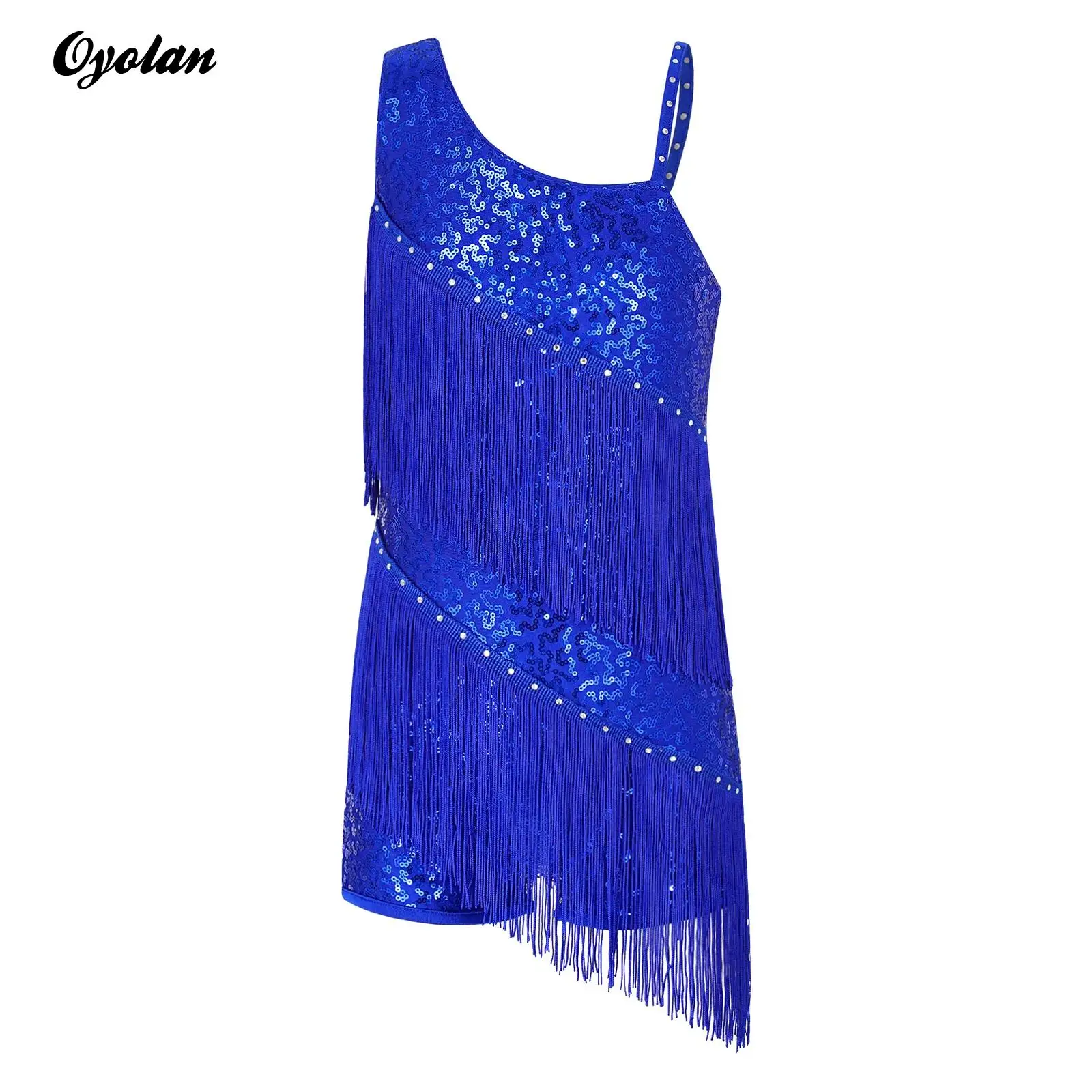 

Kids Girls Rhythmic Gymnastics Salsa Rumba Samba Tango Jazz Dance Costume Dance Dress Latin Modern Tassel Leotard Jumpsuit