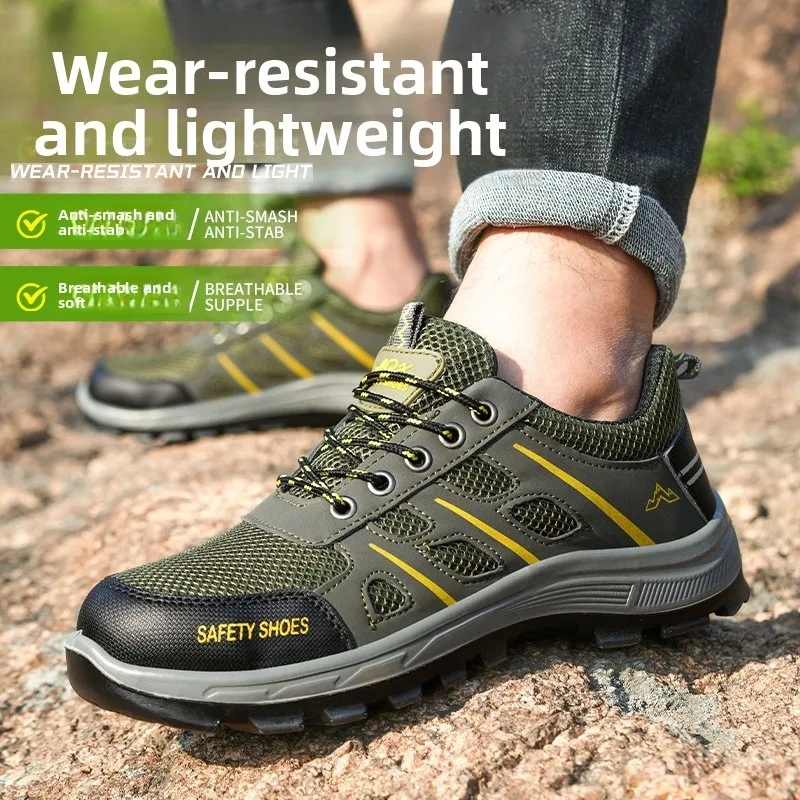 Heavy Duty Men Breathable Deodorant Safety Shoes Anti Smashing Anti Piercing Wear Resistant Tooling Boots for Construction