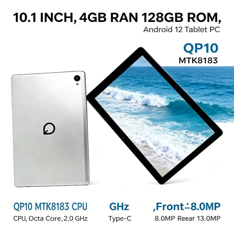 10 INCH 4GB RAM 128GB ROM Android 12 QP10 Tablet PC 1280 X 800 IPS Screen 2.0GHz Dual Camera Type-C