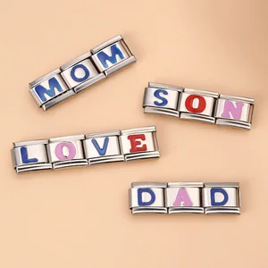 ブラックピンクレッドブルーパープルグレーズ26英語AZレターチャームイタリアンリンクフィット9mmブレスレットステンレススチールジュエリーDIYメイキ 10ベストセールスレッドパンドラブレスレット-9