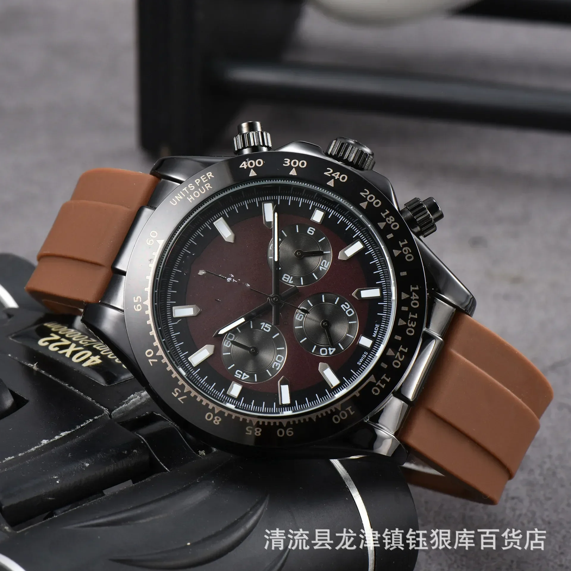 

39 мм секундомер для мужчин VK63, кварцевый механизм, серый циферблат, сапфировое стекло, полный хронограф, браслет 316L, резиновый ремешок