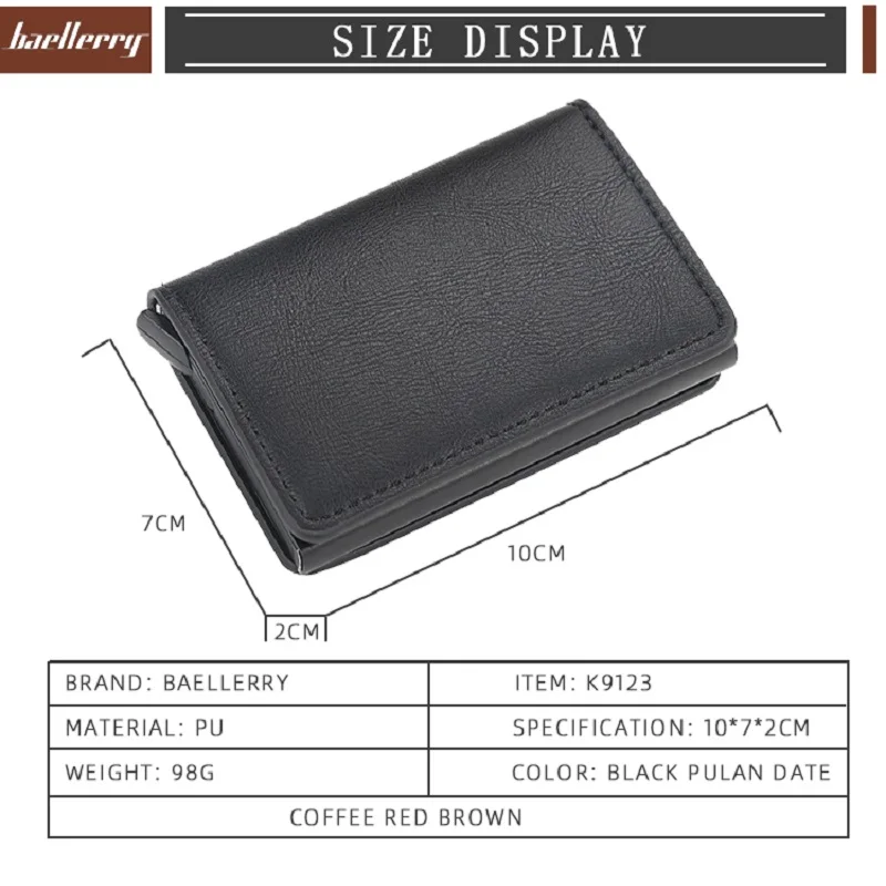 Leather Rfid Credit Card Holder Men Wallets Bank Card Case Women Metal Aluminum Shell Automatic Pop-up RFID Money Clip Purse Man