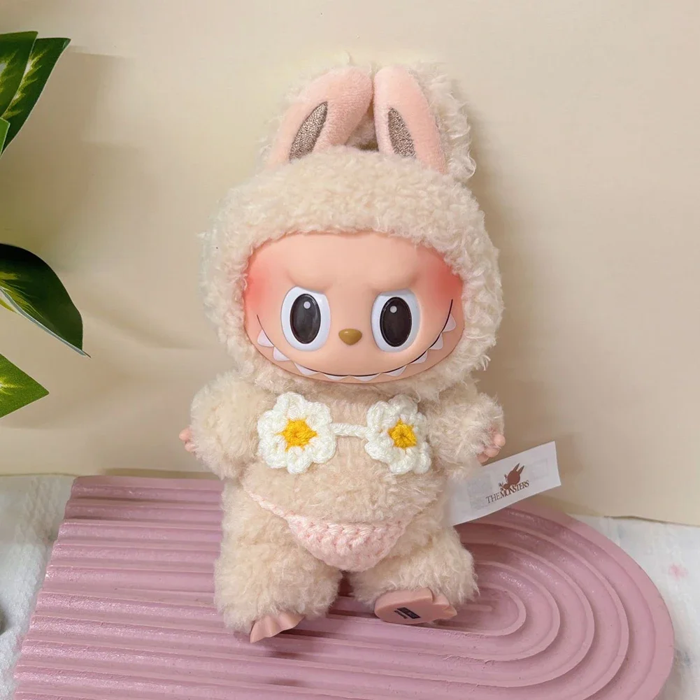 For 17cm Korea Kpop Exo Labubu Knitted Summer Bikini set Swimwear Cute Mini Doll'S Clothes Outfit Accessories