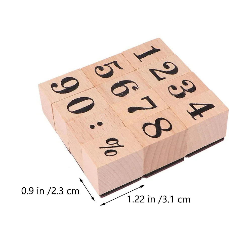 

2 set 2 Sets Non-toxic Stamps Craft Rubber Log Decorative Wooden Number Stamps Handcraft Scrapbook Accessory DIY