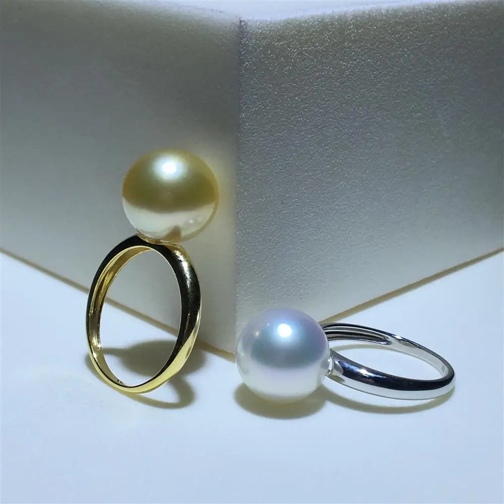 K gold Gift Box AAAA+++ 12-13mm Natural Nice Pretty White Peal Ring Fine Jewerlry For Birthday Gift