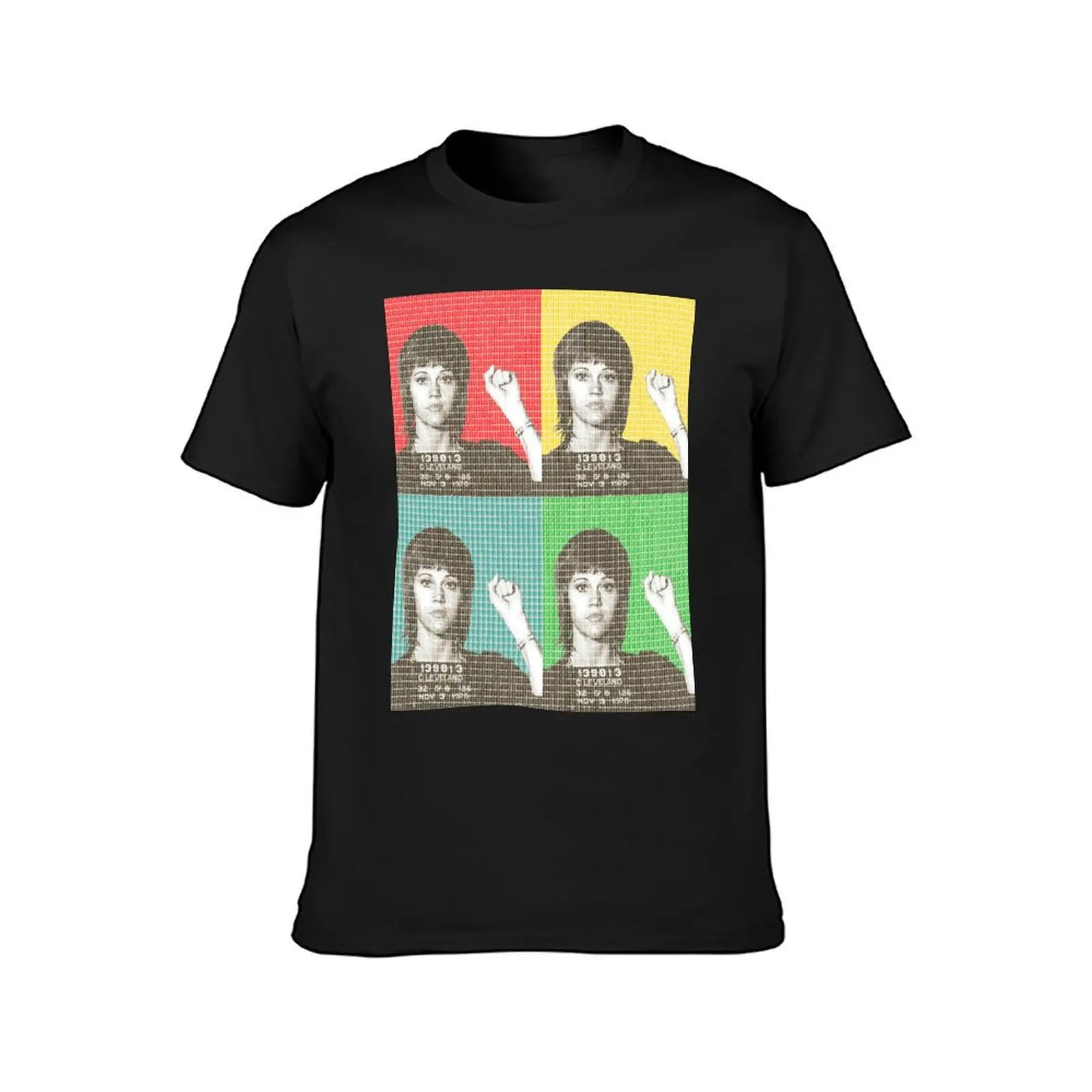 Jane Fonda Mug Shot x4 T-Shirt Aesthetic clothing vintage clothes customs funnys mens workout shirts