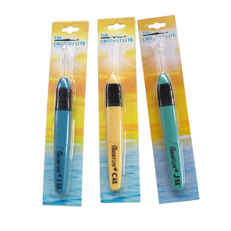 Plastic Handle Knitting Needles with LED, Crochet Hook, DIY Sewing Tools, 2.5 ~ 6.0mm, 8 Pcs