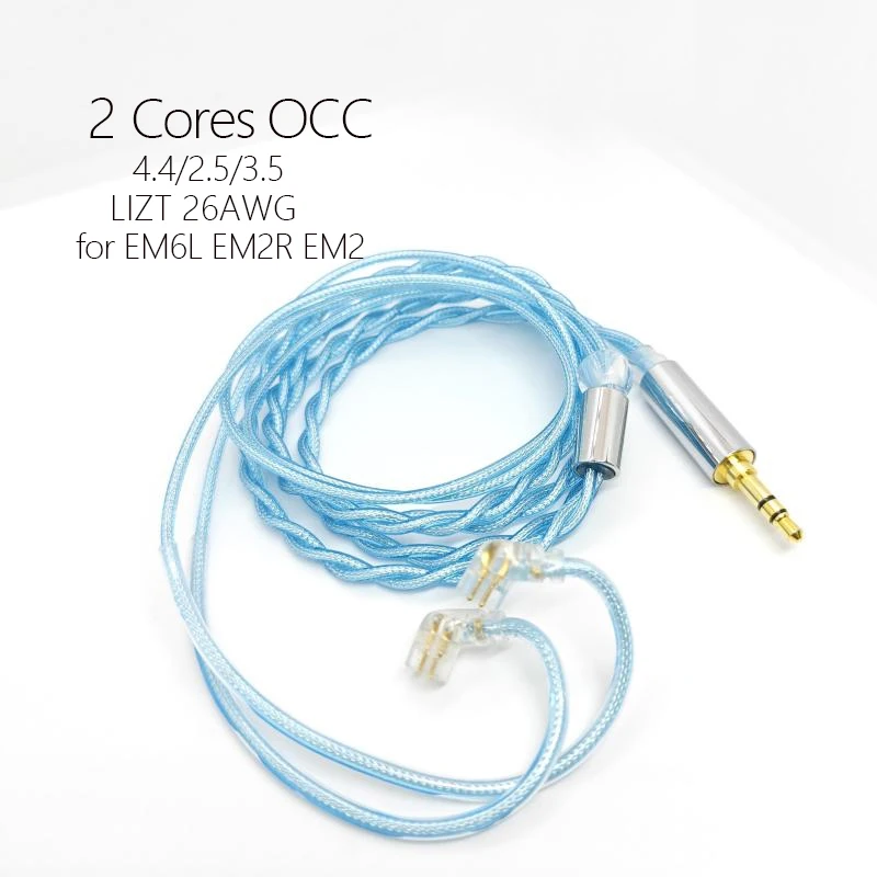 EM6L EM2R EM1 Cable SIMGOT MT1PRO LIZT 2 Core Earphones Silver Plated Upgrade OCC 4.4mm Balance 2.5 3.5