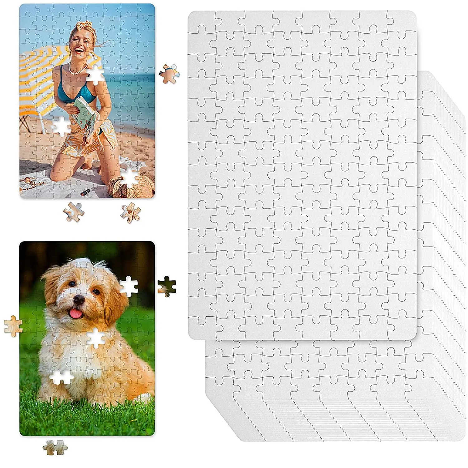 

100Sets Sublimation Blank Puzzle 120pcs A4 Jigsaw Puzzles DIY Make Your Own Puzzles Best Gift for Birthday Children's Day