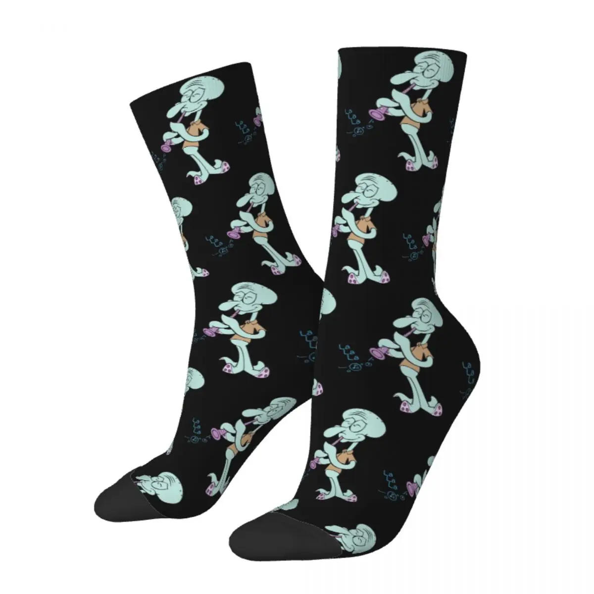 Autumn Winter Colorful Women Men Squidward Clarinet S-Spongebobed Socks Non-slip Skateboard Socks