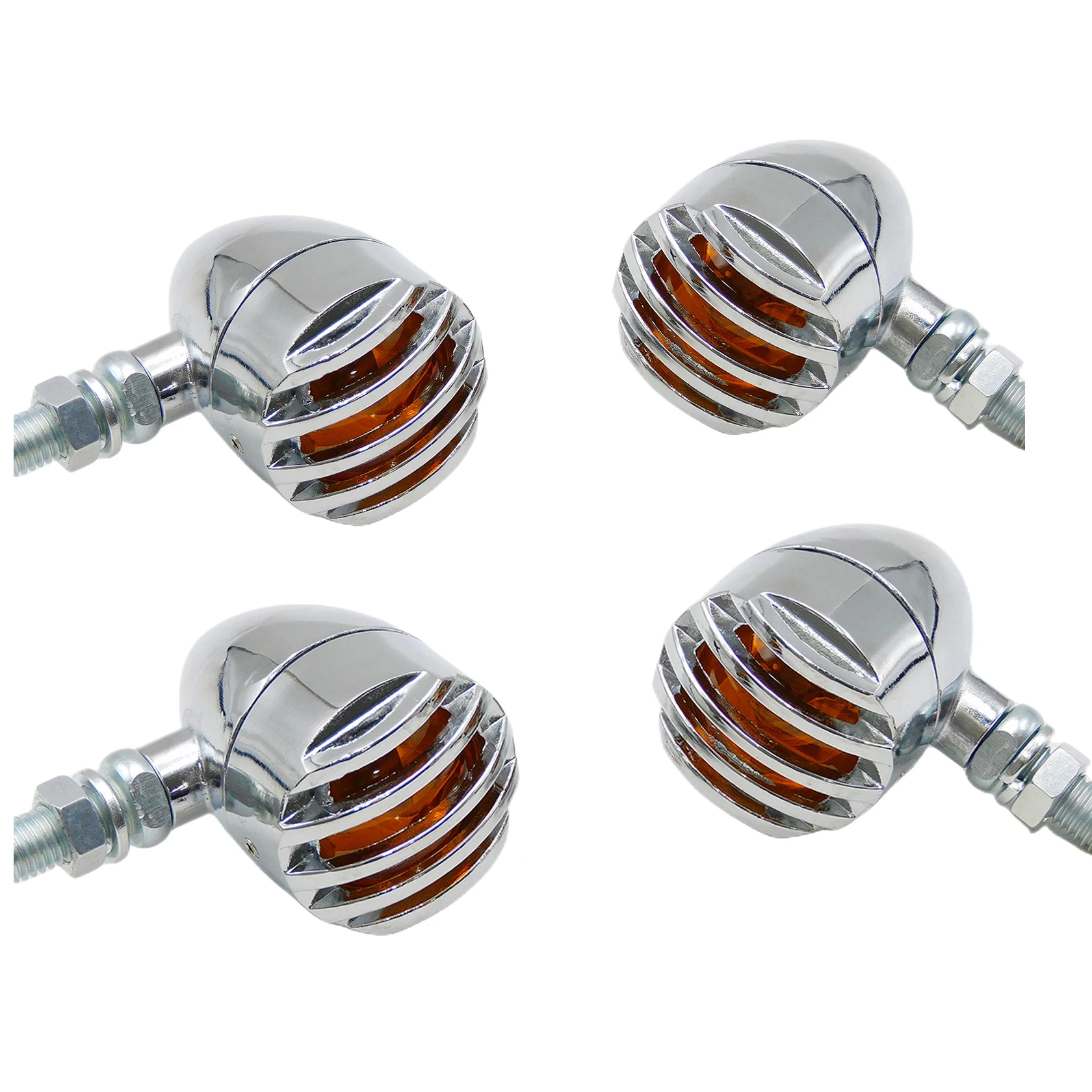 2Pcs/4Pcs Motorcycle Metal Grill Bullet Flasher Amber Bulb Turn Signal Indicator Light For Harley Sportster XL Dyna Touring