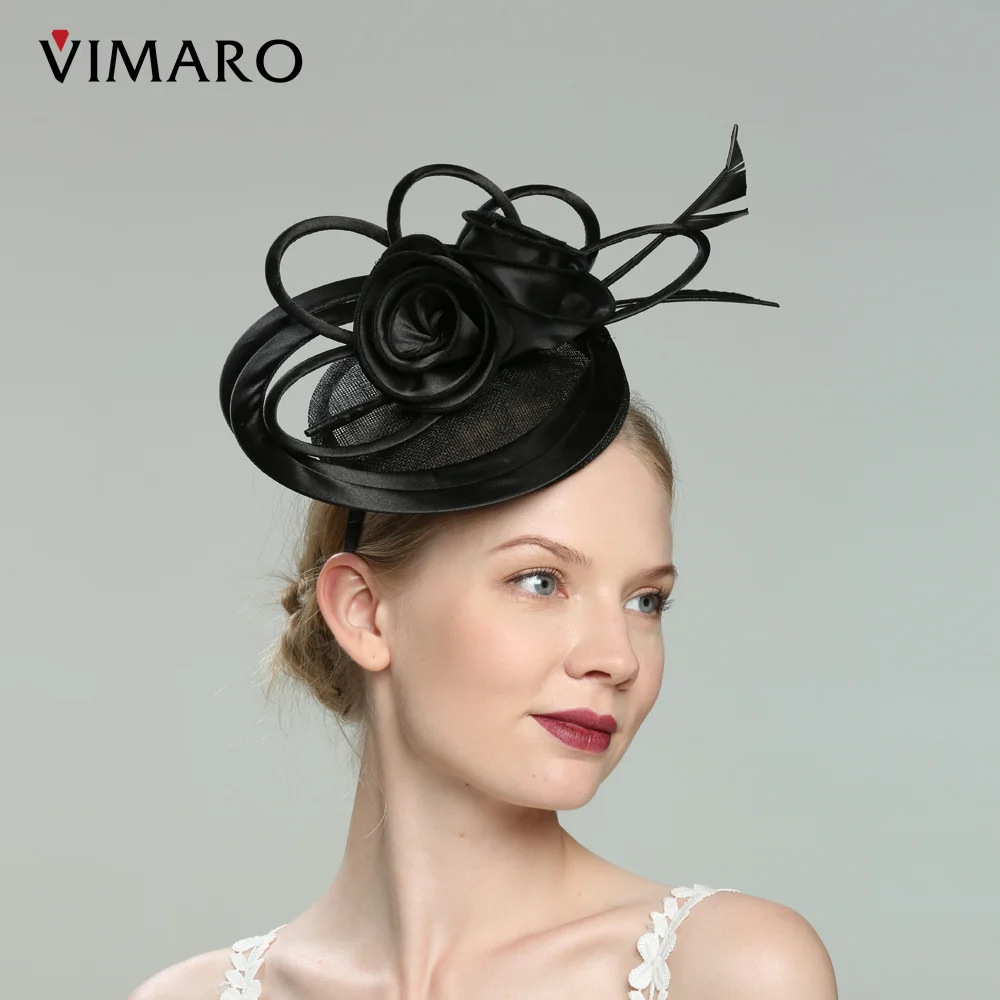 

VIMARO Black Abaca Fascinators for Women Elegant Headbands Fascinator Hats for Women Wedding and Church Hat Derby Tea Party