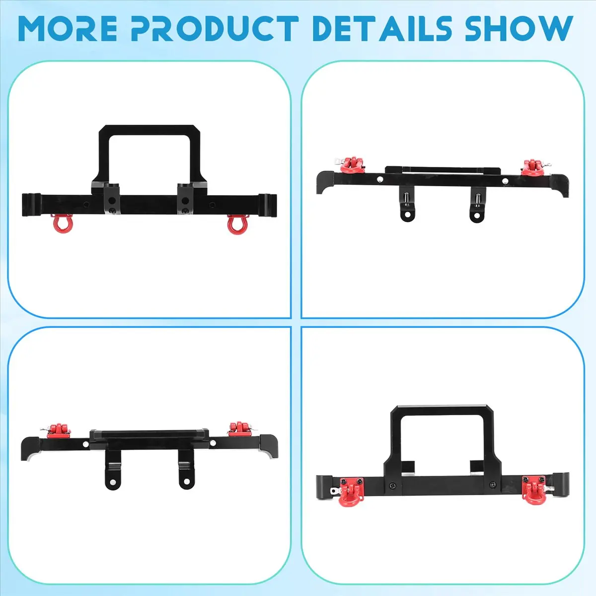 Metal Front Bumper with Tow Hook for MN D90 D91 D96 MN-90 MN99S 1/12 RC Car Upgrade Parts Accessories,Black [bjve-Toy]