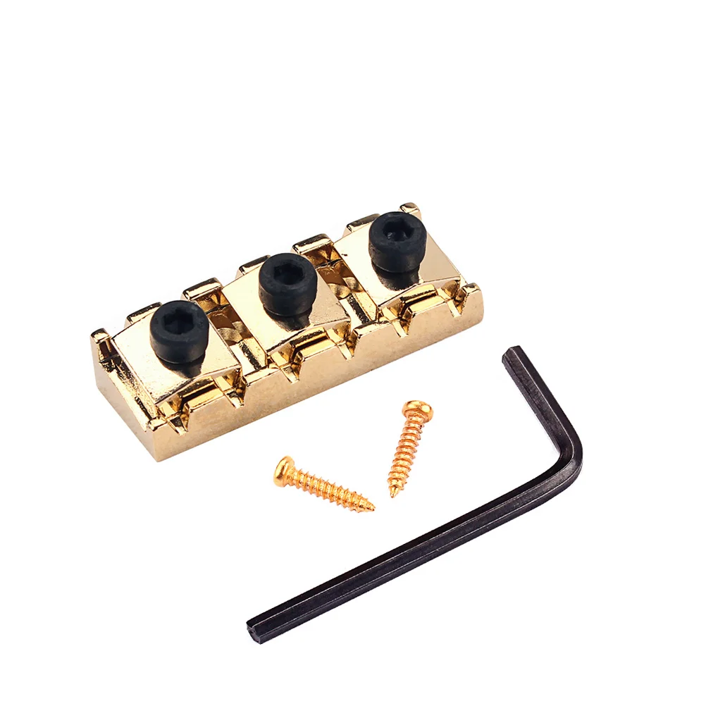 

42Mm String Locking Nut Gold Plated for Electric Guitar Replacement Part with Key and Screws Guitar Locking Nut