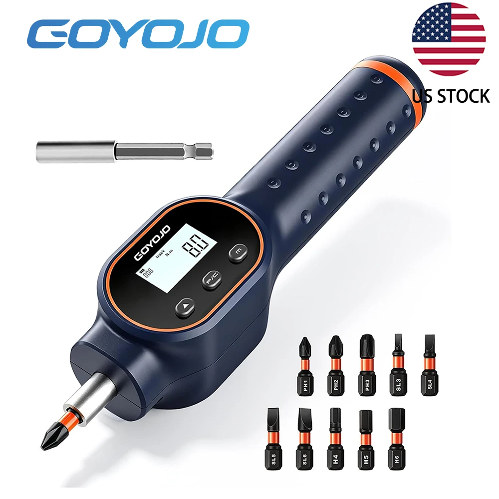 GOYOJO Digital Torque Screwdriver 7.08–70.8 In-lb / 0.8–8 Nm, 1/4' Adjustable Torque Screwdriver Set with Buzzer & Magnetic Bits, 999 Data Storage, for Gunsmithing, Electronics, and Mounting