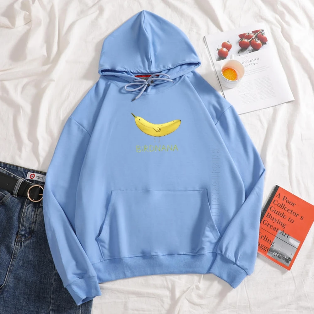

Kawaii Cartoon Banana Bird Print Hoodies Men Thin Pullover Warm Oversize Streetwear Harajuku Clothes Female Sportswear