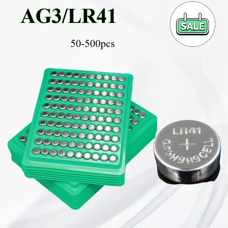 

50-500pcs LR41 AG3 Coin Alkaline Battery 1.55V Button Batteries SR41 192 CX41 392 L736 384 SR41SW Calculators Watch Lamp Chain