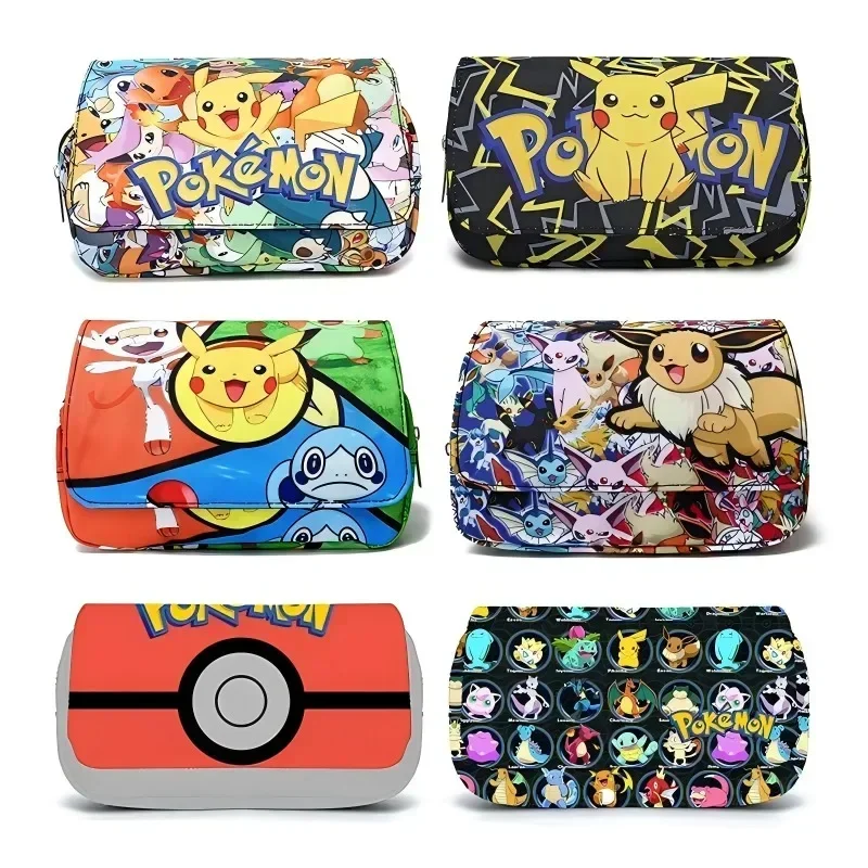 Anime Pokemon Kids Pencil Case Cartoon Pikachu Large Capacity School Pen Case Supplies Kawaii Pencil Bag Box Stationery Gifts