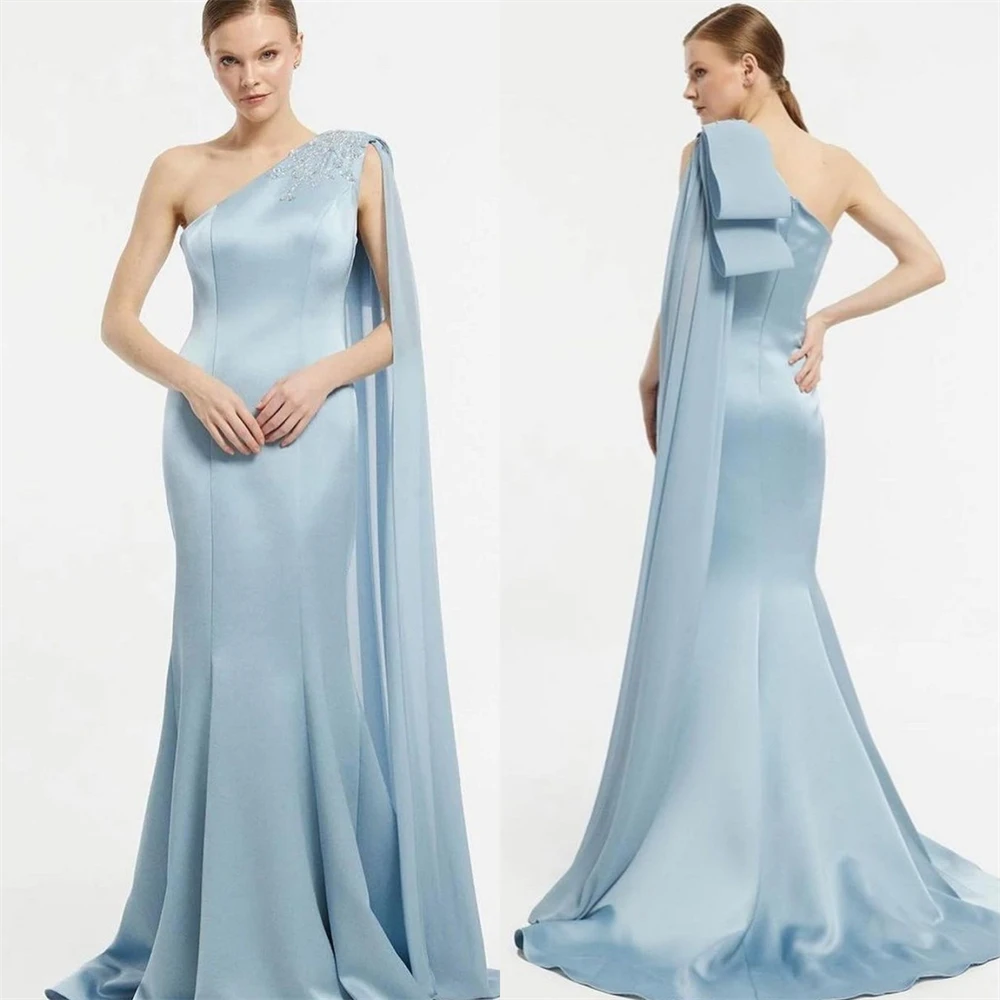 

Exquisite One-shoulder Sheath Celebrity Sequin Draped Satin Occasion Evening Gown فساتين سهره فاخره 2023