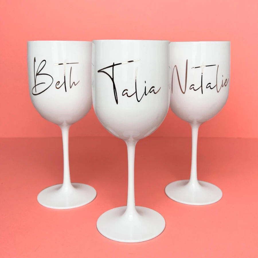 

Personalized Plastic Wedding Glasses Plastic Champagne Glasses 450ml White Wine Glass Hen Party Glasses Birthday Gifts for Girls