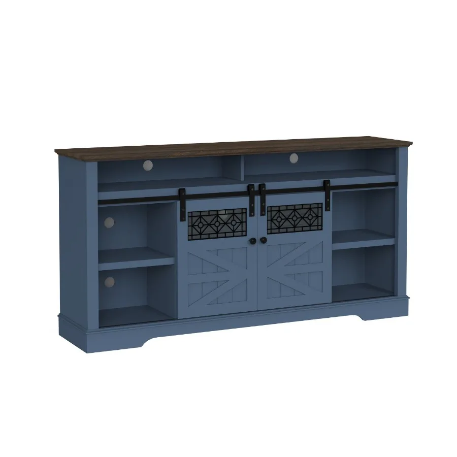 Farmhouse TV Stand with Sliding Barn Door and Drawer 75" Rustic Entertainment Center for TVs up to 75" Buffet Storage Cabinet f