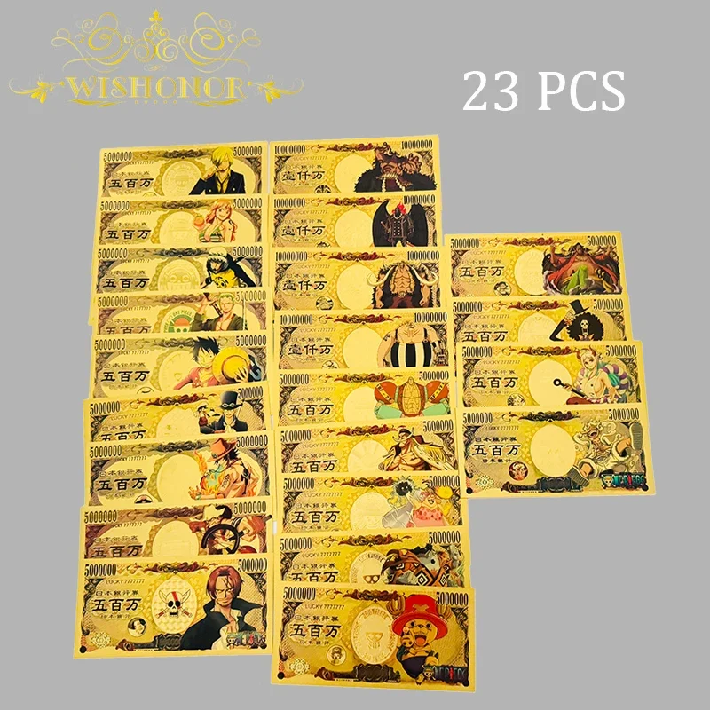 Miniso 42 أنواع حار بيع جديد قطعة واحدة الأوراق النقدية أنيمي الذهب الأوراق النقدية في 24 كيلو مطلية بالذهب للتجميع
