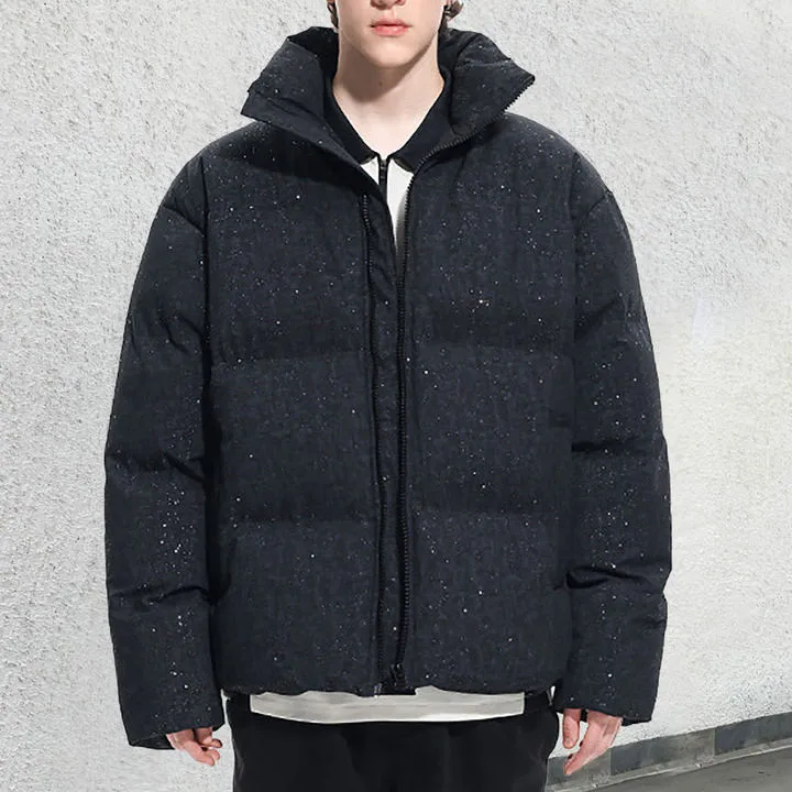 Winter Jacket Men Parkas Thicken Warm Harajuku Coat Men Women Fashion New Streetwear Mens Stand Collar Solid Color Casual Parka