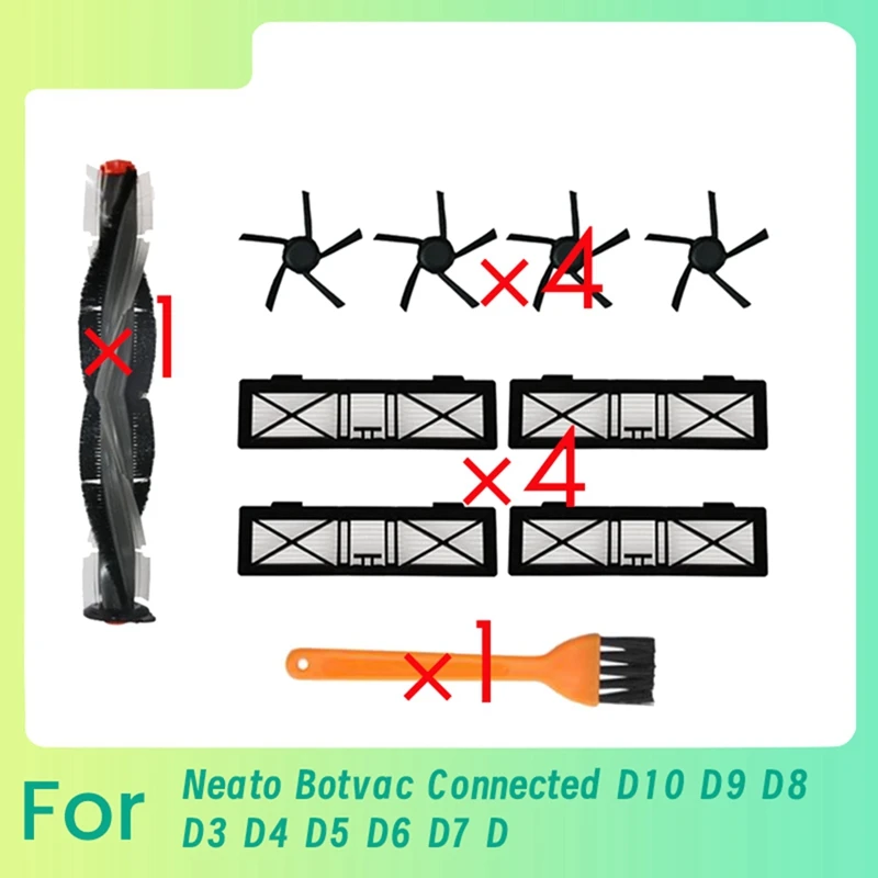 AT64 10 قطعة ل Neato Botvac متصلة D10 D9 D8 D3 D4 D5 D6 D7 D سلسلة D75 D80 D85 أجزاء فرشاة جانبية رئيسية مرشح الترا