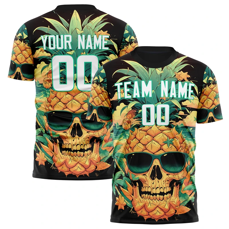 Customized Team Name Number Name Football T-shirts Custom DIY Skull Graphic Sports T Shirt Loose Quick Dry Team Uniforms Tops