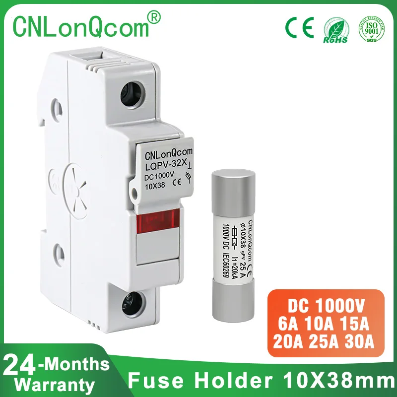 CNLonQcom DC Fuse Holder 10*38mm High Voltage Solar PV 1000V 6A-32A Base Photovoltaic System Protection Protector gpV