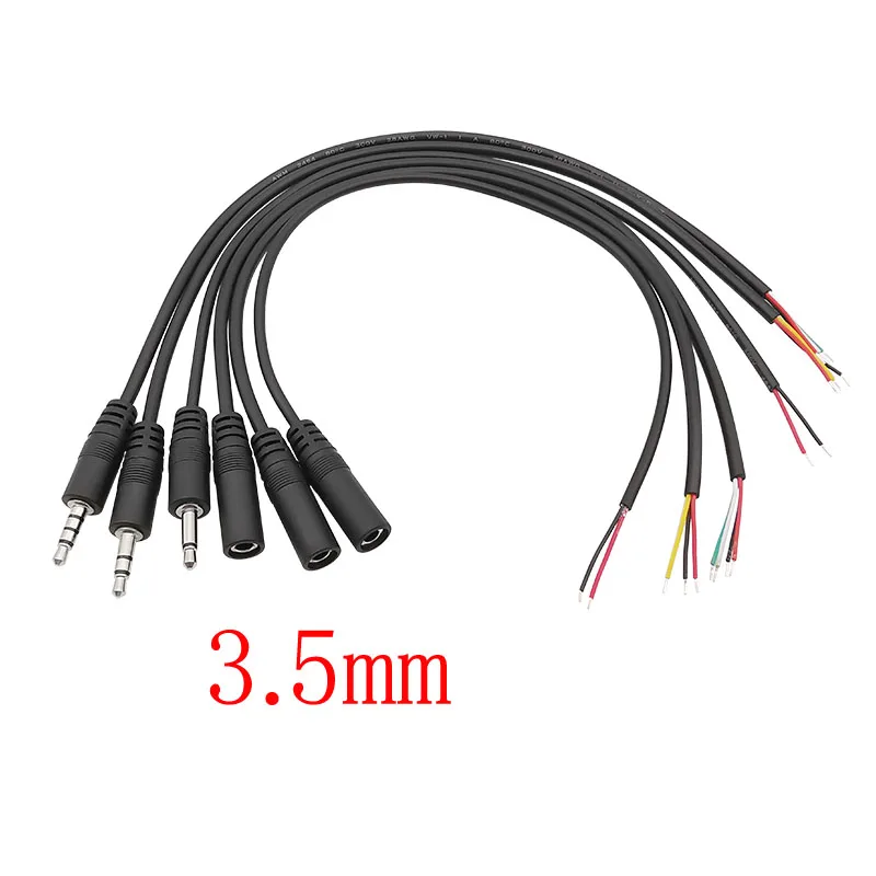 3Pcs 2.5mm/3.5mm Male Female 2/3/4Pole Mono/Stereo Aux Plug Jack Connector To Bare Wire End For DIY Audio Headphone Cable Repair