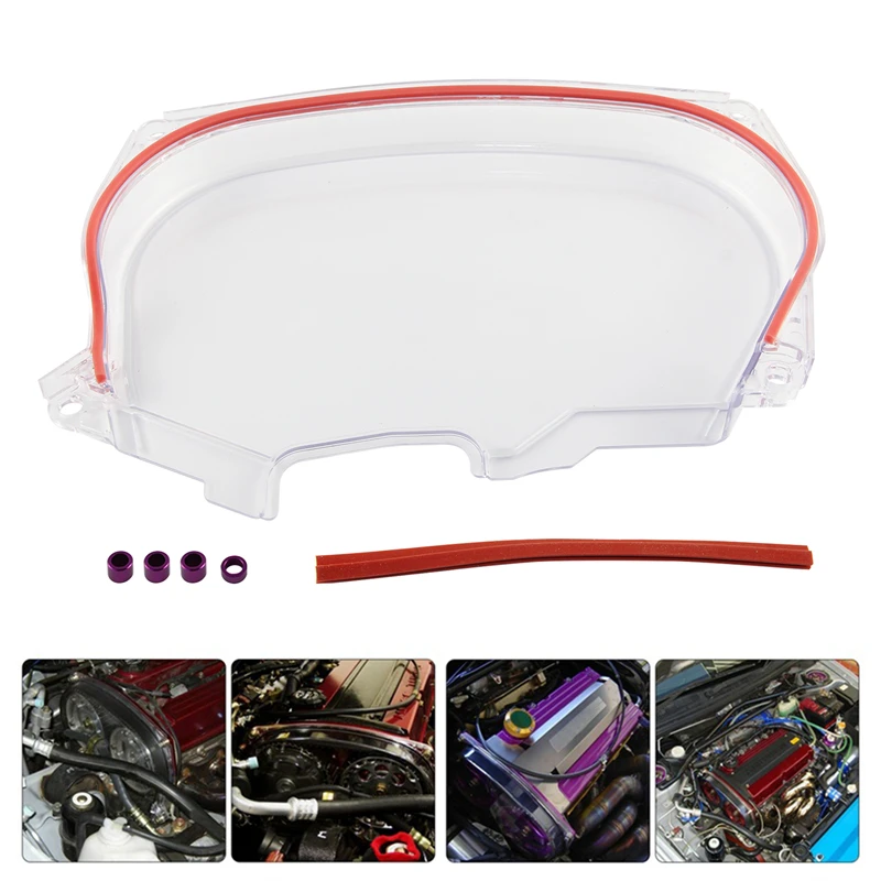 Pulley Cover Clear Timing Belt Fit for Mitsubishi Lancer EVO IV 96-98 EVO V 98-99 EVO VI 99-01 4G63T