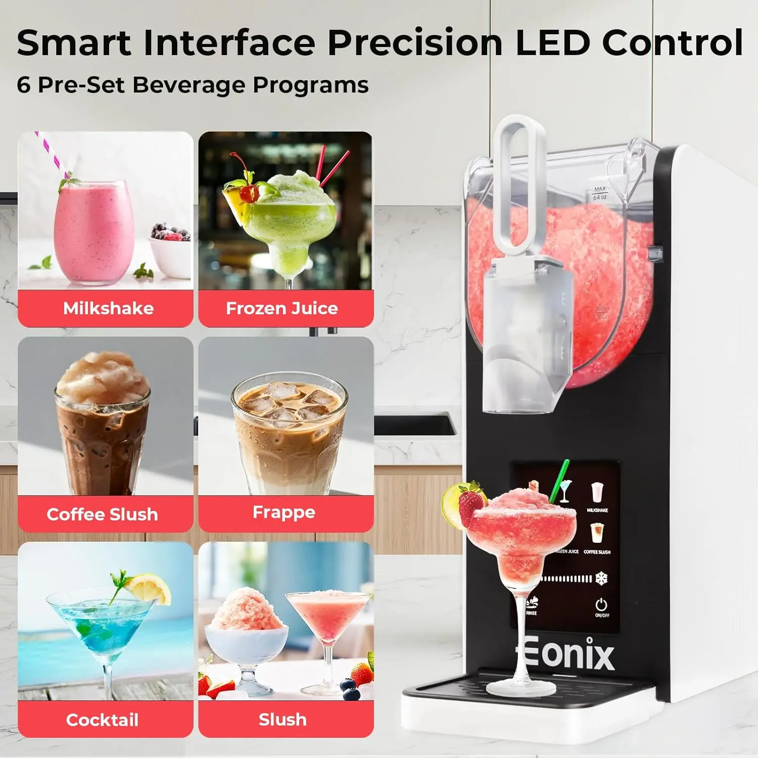 64OZ Slushy Machine for Home with Auto-Clean Function,Commercial Frozen Drink Maker,6 Pre-Set Programs,LED Display,Frozen