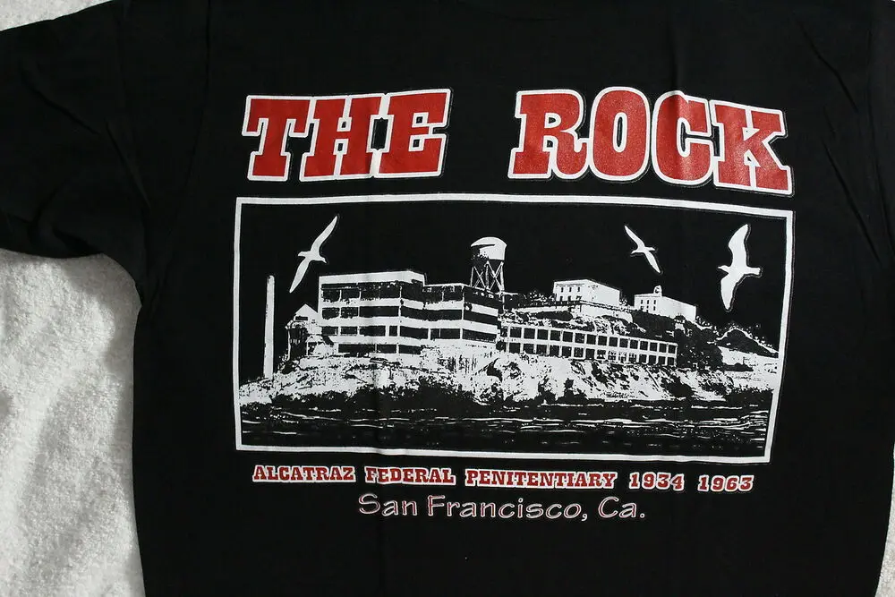 ALCATRAZ FEDERAL PENITENTIARY THE ROCK SAN FRANCISCO CALIFORNIA BLACK T-SHIRT