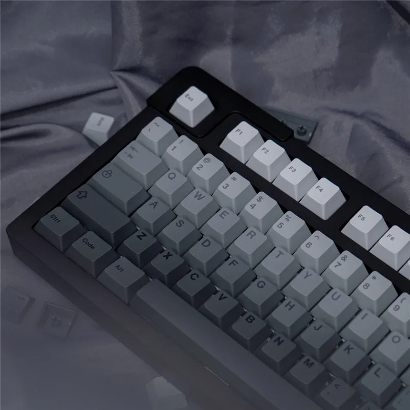 Imagem -03 - Keycaps Gradiente Cinza para Teclado Mecânico Topo Lado Gravado Material Pbt Sublimação de Tintura Perfil Cereja 125 Chaves