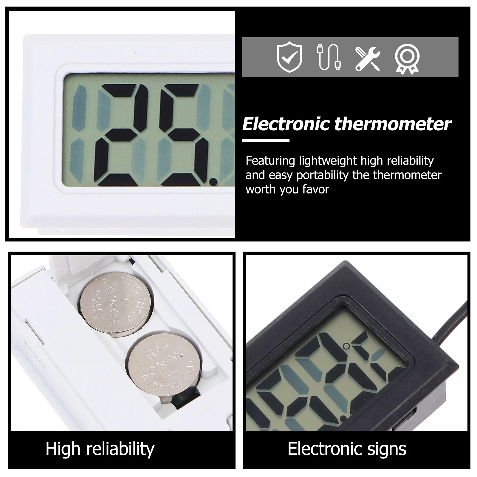 

2 Pcs Digital Thermometer Temperature Gauge Mini Electronic Embedded Car Refrigerator Hygrometer Humidity Meter Clear Display