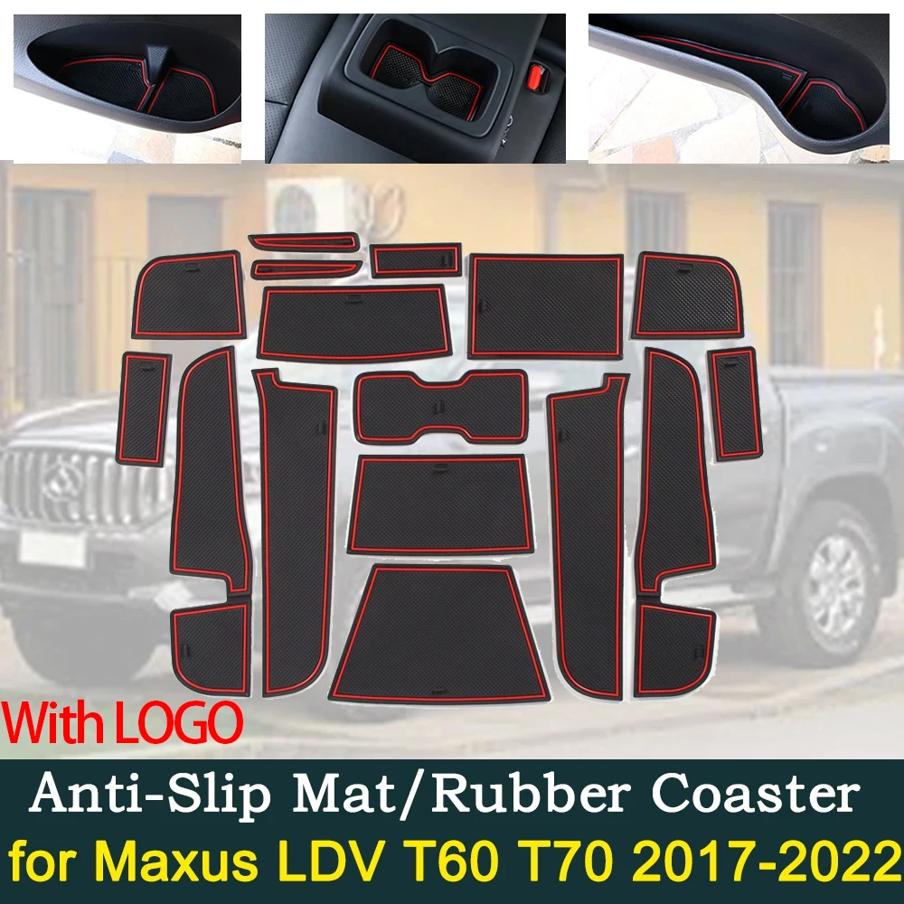 Anti-Slip Dirty Gate Mats Cup Groove Pads for Maxus LDV T60 T70 2017 2018 2019 2020 2021 2022 Hole Pad Car Styling Accessories