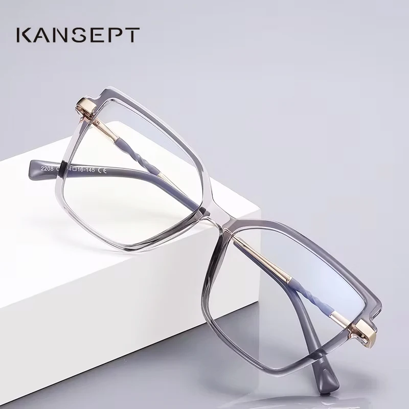 

KANSEPT Simple Design Fashionable Large Frame Anti-Blue Light Glasses Women's Reading Glasses Customizable Prescription Eyewear