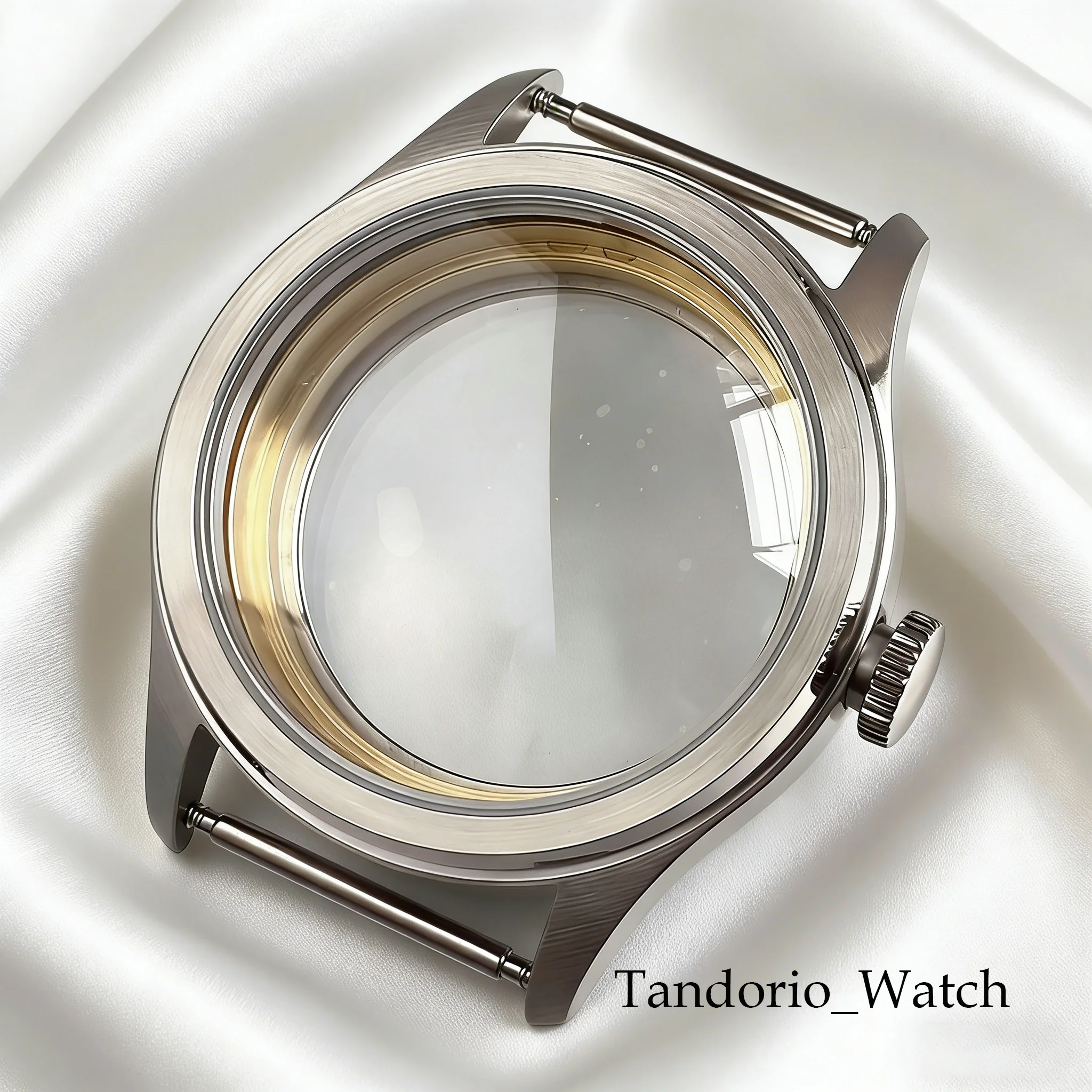Tandorio New 38mm Sapphire Glass Vintage Watch Case For NH35 ETA2824 PT5000 ST2130 Mechanical Watch Accessories NH35 Steel Case