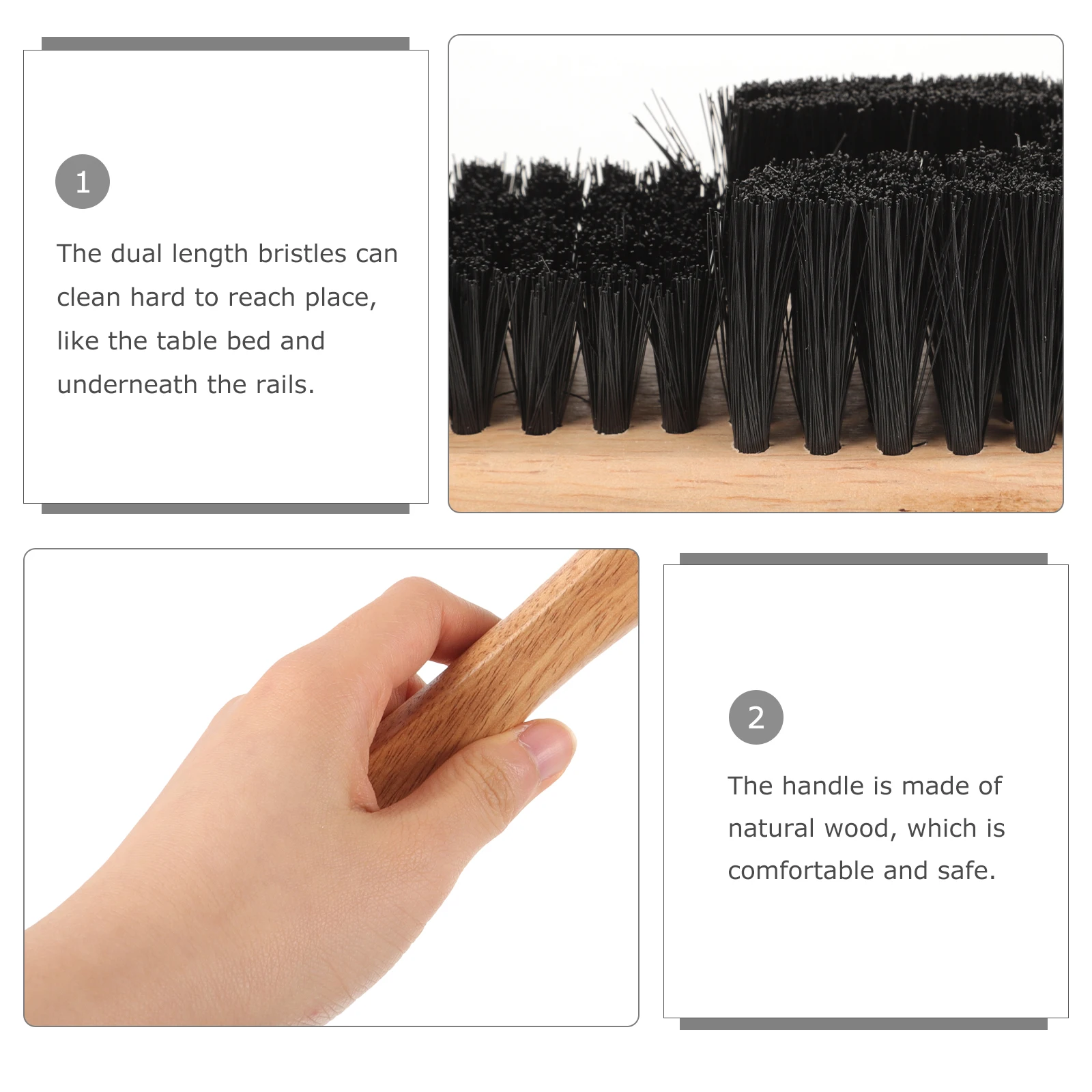 

2pcs Pool Table Cleaning Brush Kit For Billiard Felt Rail Wood Cleaner Tools Accessories Sweeper Dust Removal Gentle Bristles