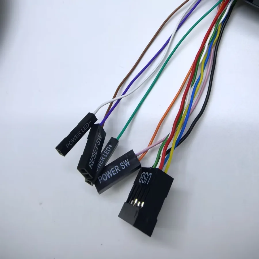 コンピュータ電源リセットケーブル デスクトップオンオフスイッチボタン LEDステータスライト マイク マイクヘッドセット 2ポートUSBオーディオマウントブラケット