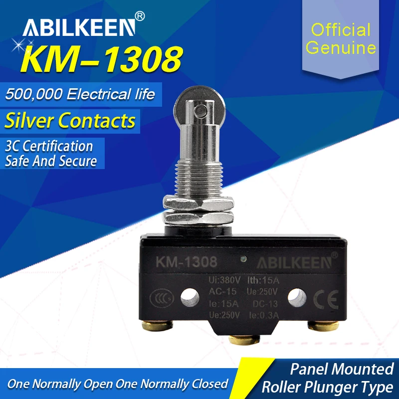 ABILKEEN LXW5-11Q1 Travel Micro Switch 1NO 1NC, роликовый Поршень с креплением на панели, микропереключатель, Мгновенный Концевой микропереключатель 15A250V