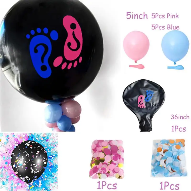 1 Set Party Decoration Balloon Boy Or Girl Gender Reveal Black Latex Balloon Confetti Ballons Birthday Gender Reveal