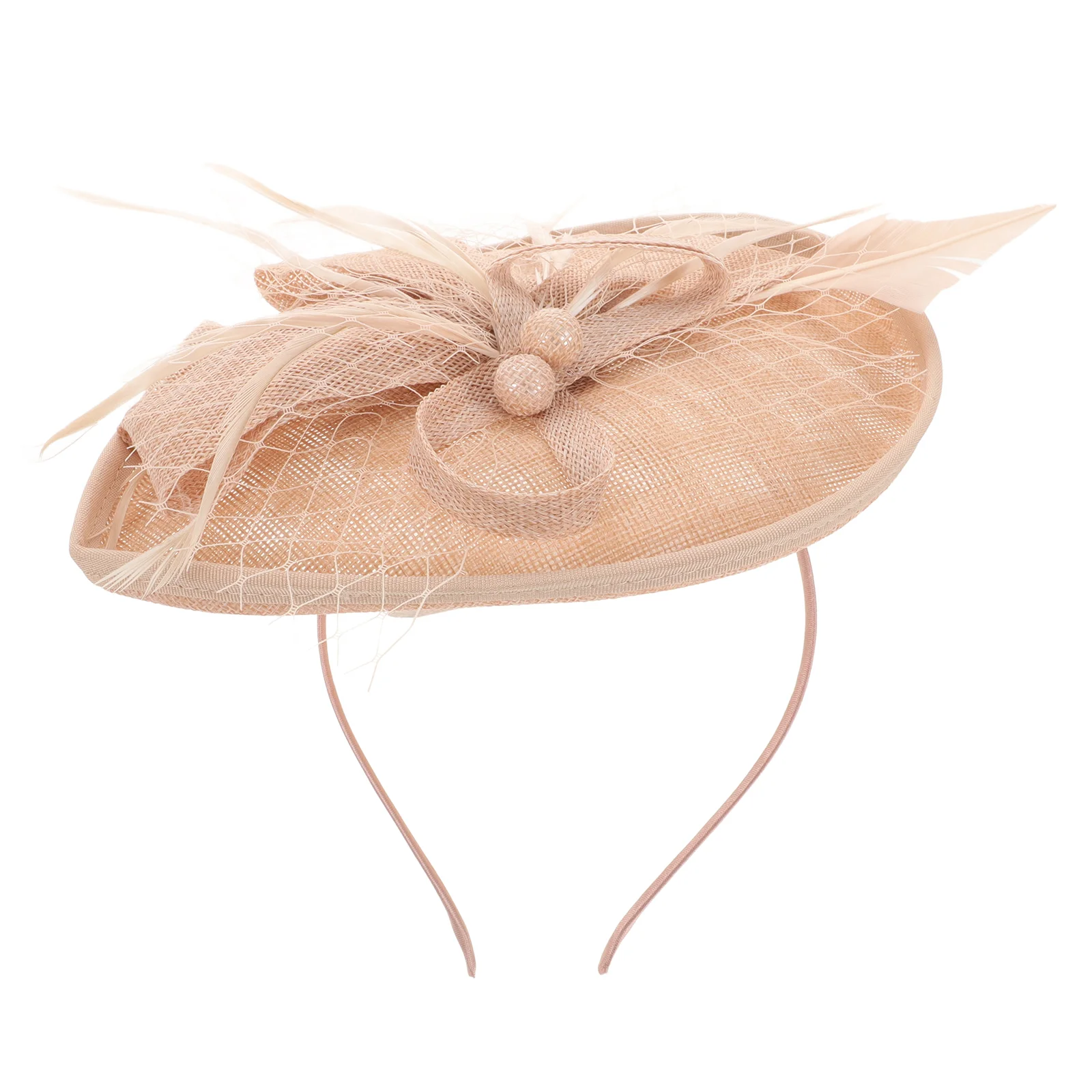 

Mesh Headband Hair Ties for Girl Flower Hairpin Women Veil Female Party Headdress Imitation Linen with Women's Feather