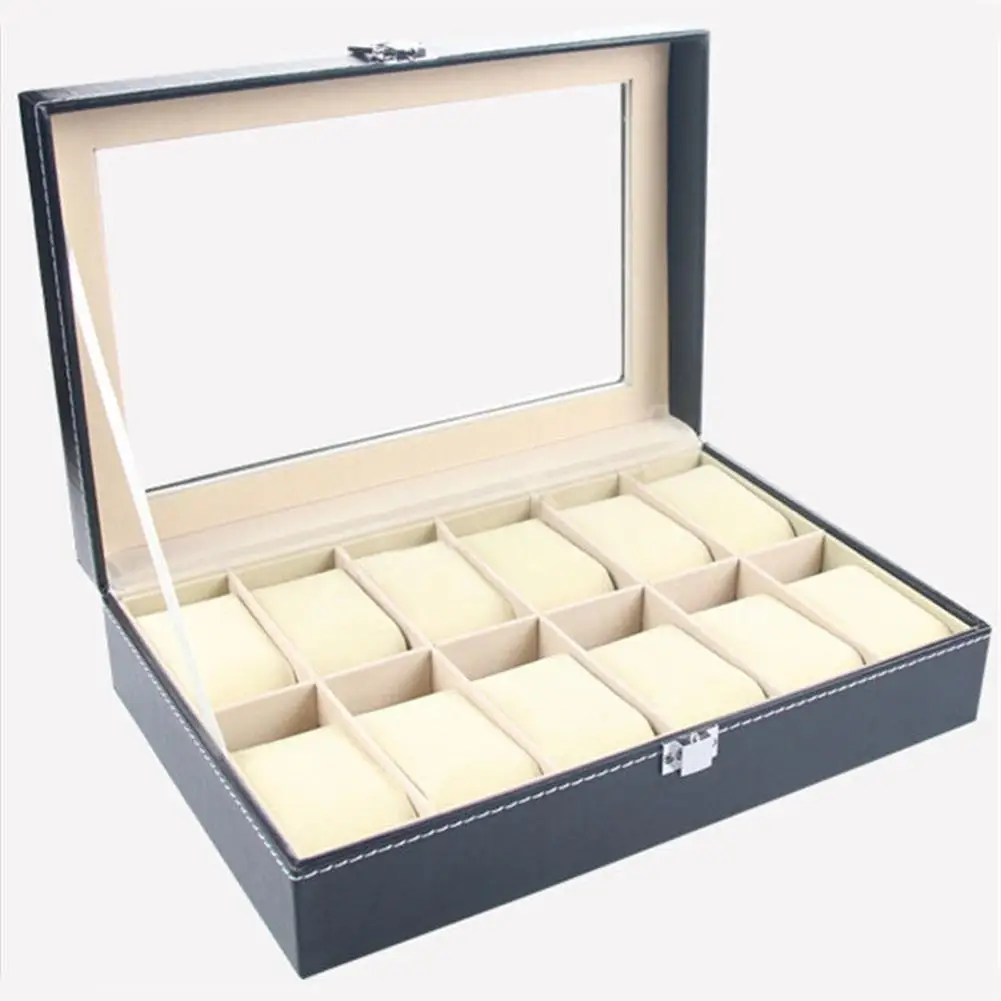 Retro Storage Box Easy to Use Sturdy 12 Slots Exquisite Watch Storage Case 12 Slots Watch Box for Outdoors