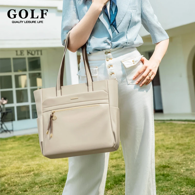 GOLF damskie torby z grubej bawełny na ramię damskie eleganckie dojazdy do pracy torba z grubej bawełny skórzane torebki o dużej pojemności torby