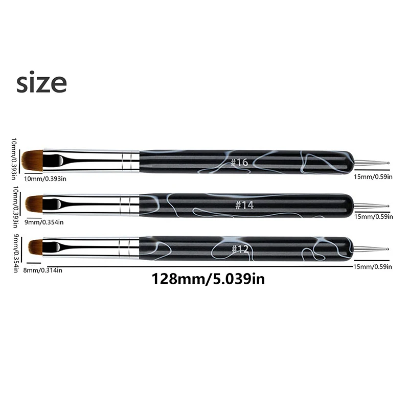 1/4 PCS French Nail Art Brush Dual End Nail Art Dotting Pen Acrylic Drawing Rhinestone Gel Painting Wooden/Acrylic Handle
