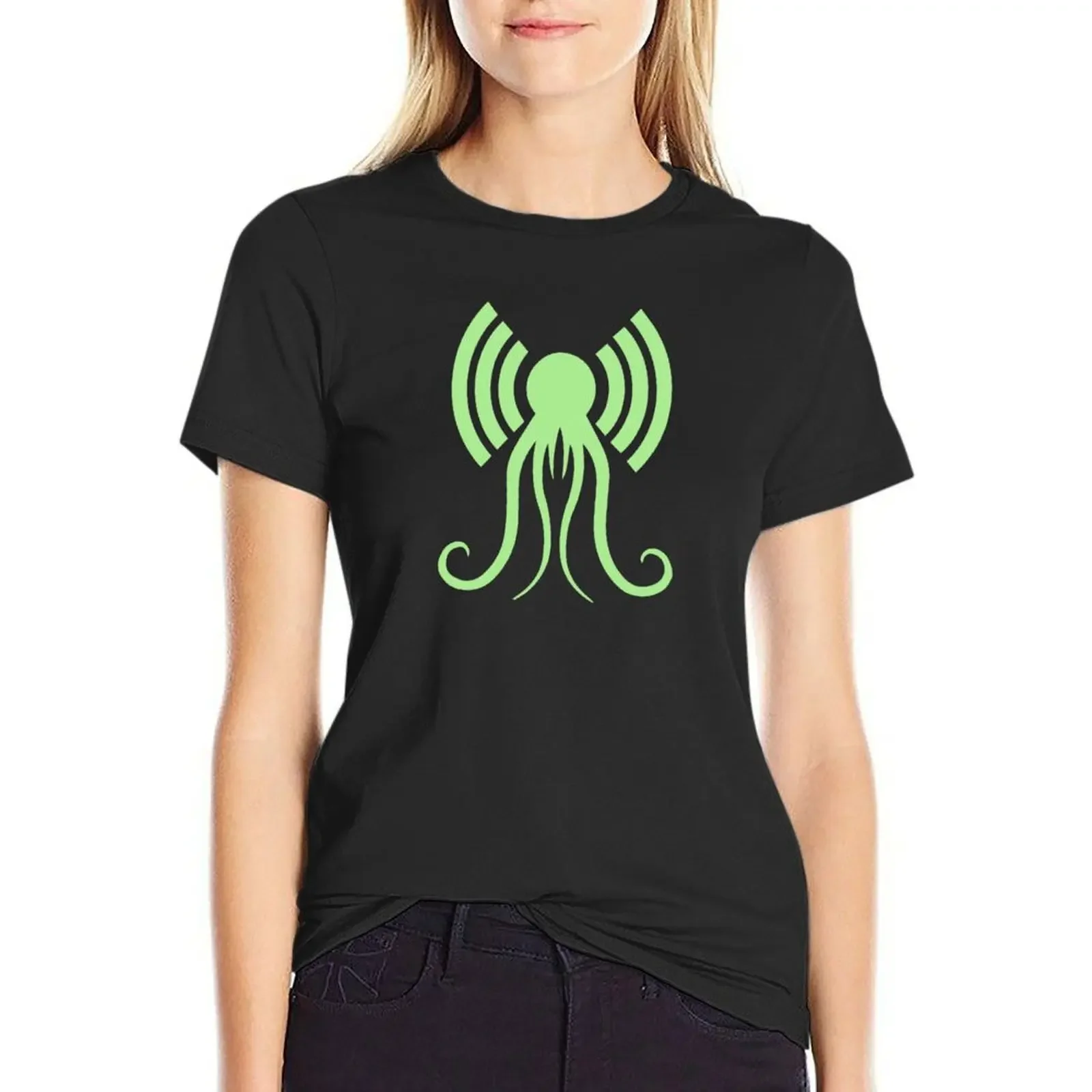 The H.P. Lovecraft Literary Podcast Logo - Green T-shirt cute tops lady clothes t shirts for Women loose fit